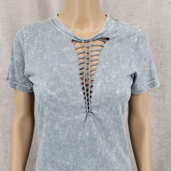 Affliction Tee Womens Standard Supply Series Gray Bleach Wash Medium M T-shirt - Picture 3 of 8